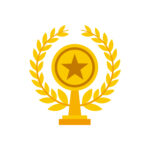 gold trophy in star shape icon over white background. colorful design. vector illustration